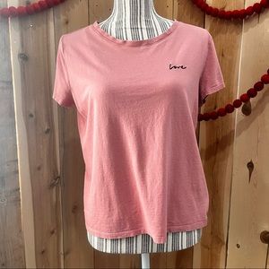 H & M Plain Pink Love Tee